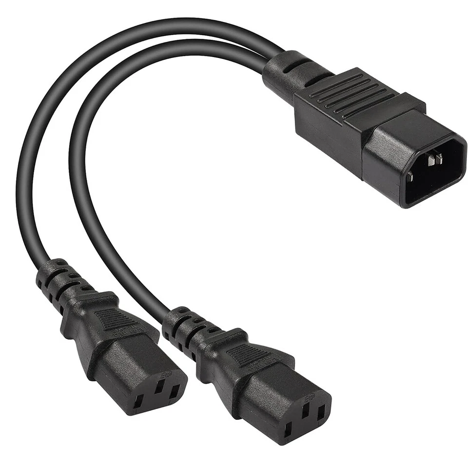 IEC 320 UPS Server Y Splitter C14 to 2 x C13 Power AC Conversion Extension Cable - Image 2 of 4