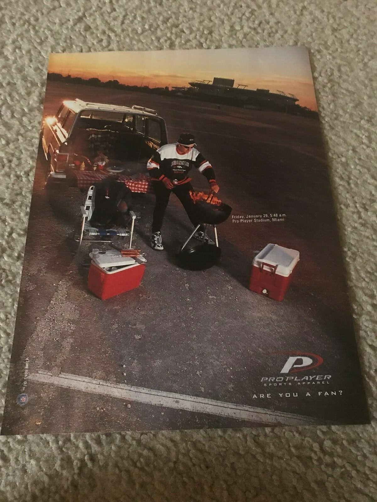 Vintage 1999 PRO PLAYER APPAREL Poster Print Ad DENVER BRONCOS SUPER BOWL FAN