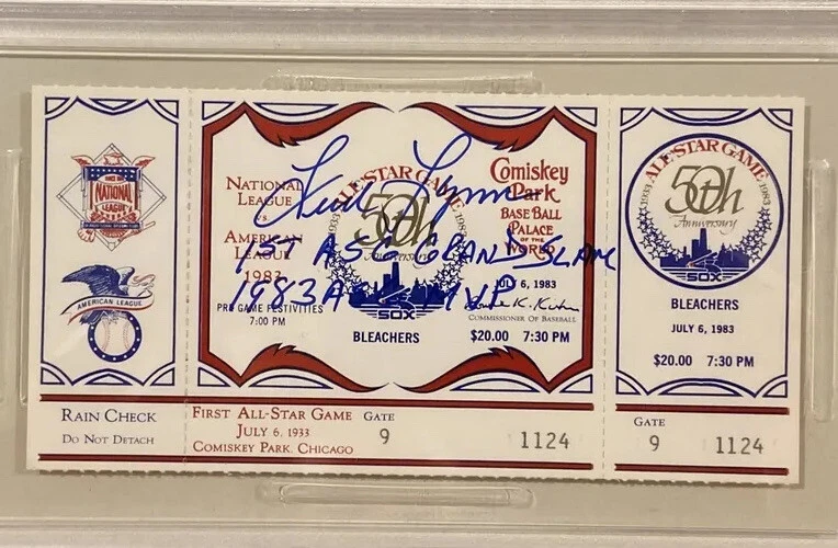 Fred Lynn Signed Baseball 1983 All-Star Game Full Ticket PSA 8 DNA 9 Certified - Image 2 of 4