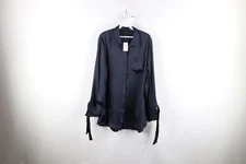 New Banana Republic Womens L Parker Long Sleeve Tie Cuff Collared Button Shirt