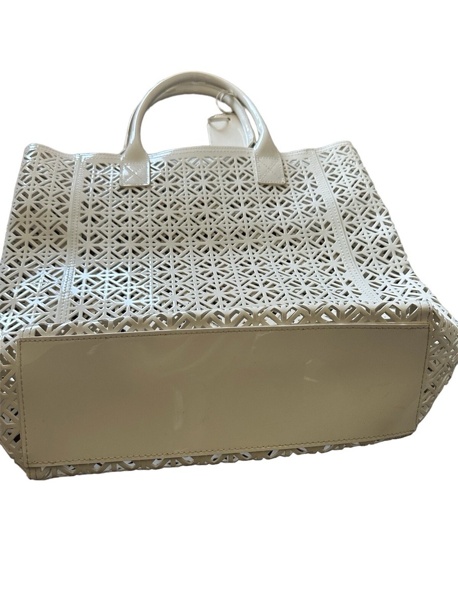 トートバッグ TORY BURCH Woman Tote bags White 170485 100 TORY BURCH White Laser Cut-Out Patent Leather Tote Bag