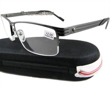 Men Reading glasses half-rimless spring hinges Business Metal power 2 3 New