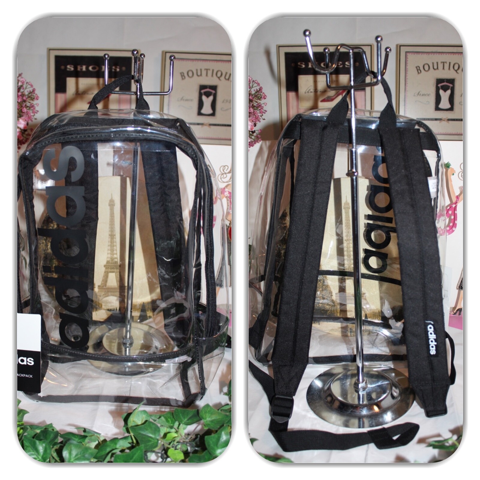 adidas clear backpack large
