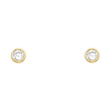14K Yellow Gold Birthstone Round Cut CZ Stud Screw Back Earrings 5mm 