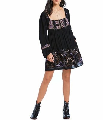 Free People Rhiannon Embroidered Dress - Black S Free People Rhiannon Embroidered Dress - Black S
