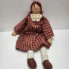 Country Primative Folk Art Rag Doll Cloth Body Farmhouse Decor 21" Collectible