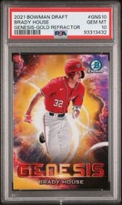 2021 Bowman Draft #GNS-10 Brady House Genesis Gold Refractor #/50 PSA 10 GEM MT