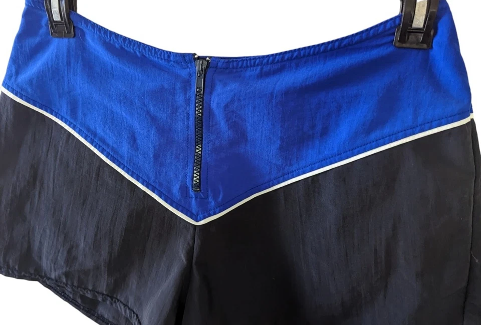 Pantalones cortos de nailon vintage Nautica grandes con cremallera frontal negro y azul Y2K Foto 3 de 4