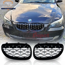 For 2003-2010 BMW E60 E61 M5 550i Front Kidney Grill Grille Diamond Chrome Black