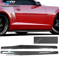 Fits 10-15 Chevy Camaro IKON Style Side Skirts Extension Lip LH RH Carbon Fiber