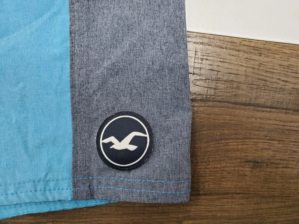 Hombres 32 Hollister Mediano Tabla de Natación Pantalones Cortos Traje de Baño Cordón Bloque de Color Foto 2 de 4