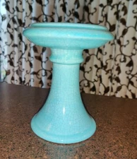 Aqua JARU California Mid Century Modern Ceramic Pottery Candle Stand, 1987