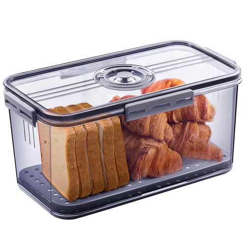 Gifhomfix Bread Box Bread Boxes for Kitchen Counter Airtight Time Recording B...