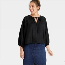 Women's Raglan Long Sleeve Tie-Front Top - A New Day™