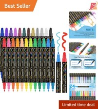 24 Colors Dual Tip Paint Pens - Markers for All Surfaces  DIY Crafts