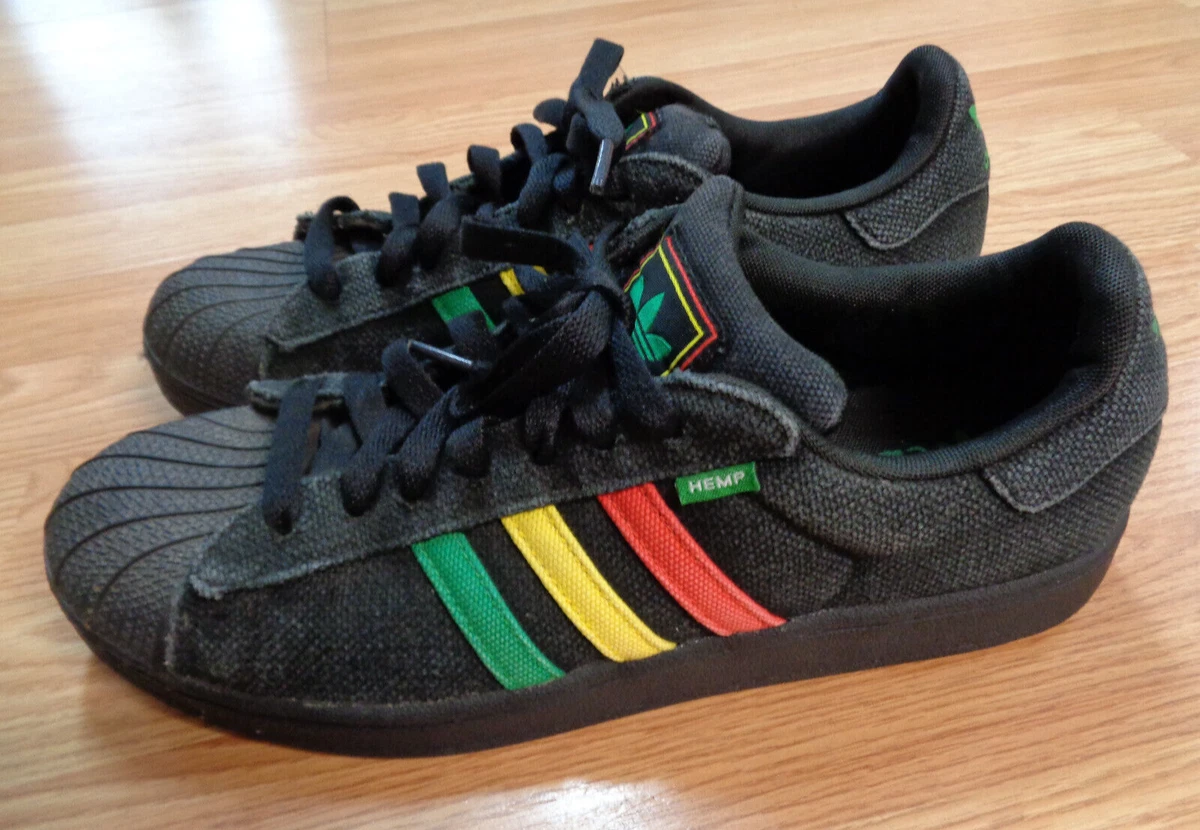 announcer heltinde Gnaven Adidas HEMP Original Superstar Shoes Men Size 11 RASTA Black Red Green  Yellow | eBay