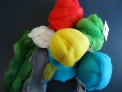 Fiber Wool Roving For Needle Felting, Bright assorted colors,  DIY Craft