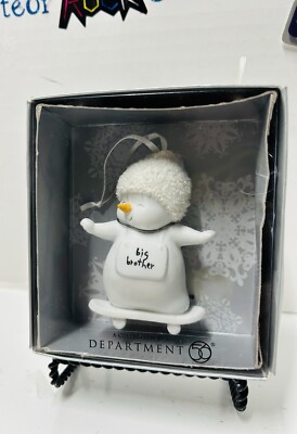 New Dept 56 Angels Gifts ''Big Brother'' Skateboard Snowman