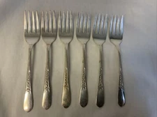 6 Wm Rogers 1941 PRISCILLA LADY ANN Silverplate Salad Forks
