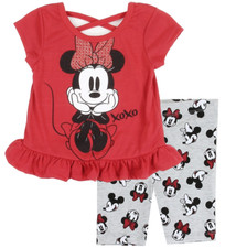 2PC Bike Short Set Kids Disney MINNIE MOUSE Girls Infant Red Clothing Gift