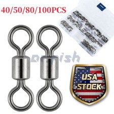 100/50pcs Rolling Barrel Swivels 20-330LB Fishing Swivel Solid Ring Lure Tackle