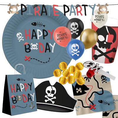 PIRATEN PARTY- Dekoration Kindergeburtstag Kinder Geburtstag Deko Set Mitgebsel