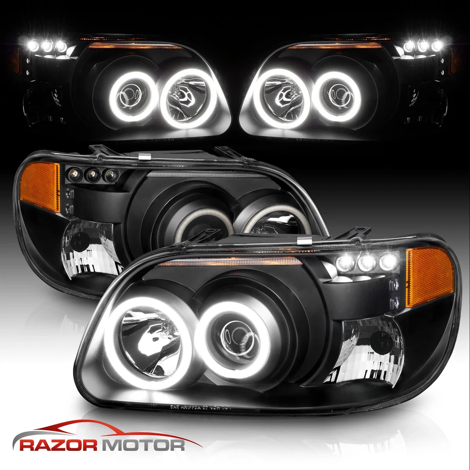 Faros proyectores LED halo negros para Ford Explorer 1995-2001 Foto 3 de 4