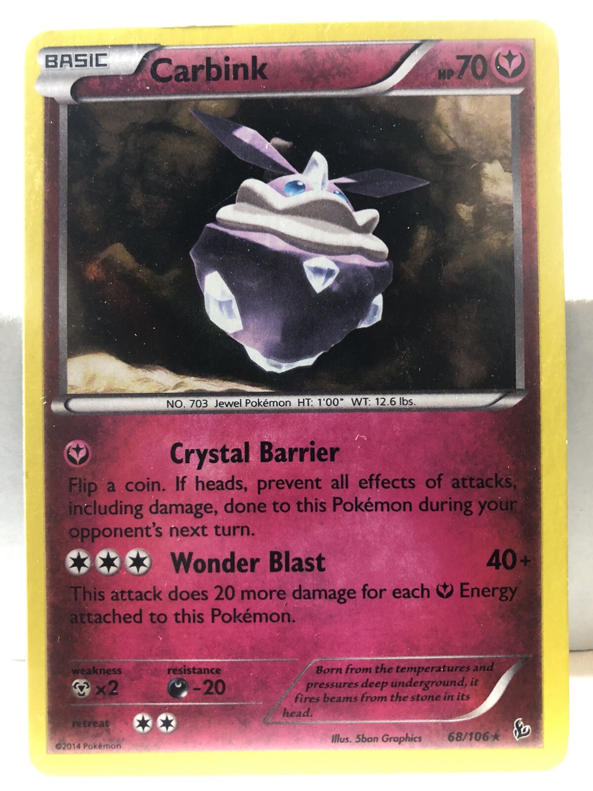 x1 Carbink - 68/106 - Holo Rare Pokemon XY Flashfire M/NM