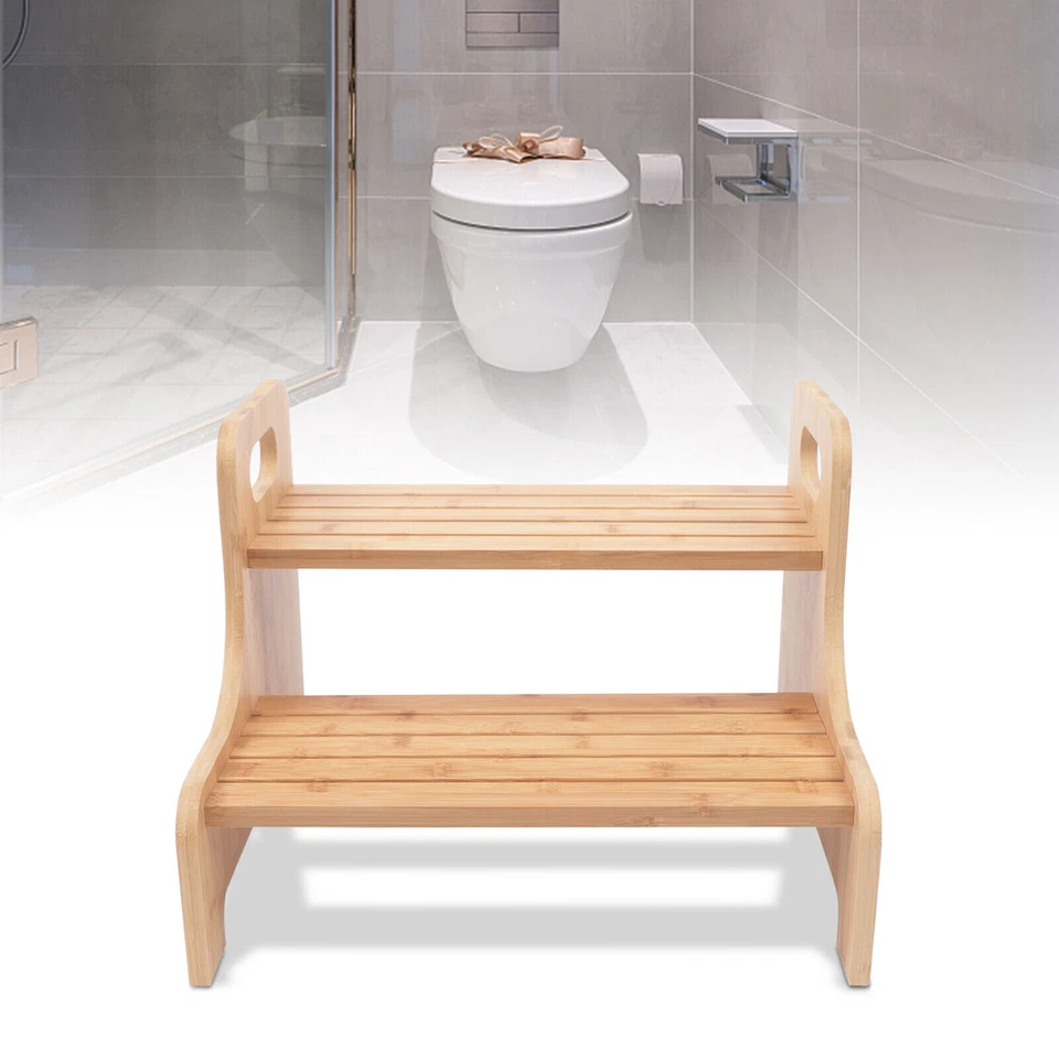 High Beds Bed Steps For Adults Two Step Stool Stair Ladder Wood Kitchen Home - Image 4 of 4