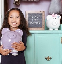 Child to Cherish Ceramic Polka Dot Piggy Bank Various Colors Available 