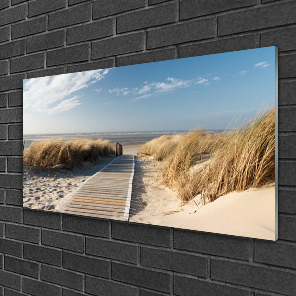 Tableau sur verre 100x50 plage avec impression haute définition en verre brillant