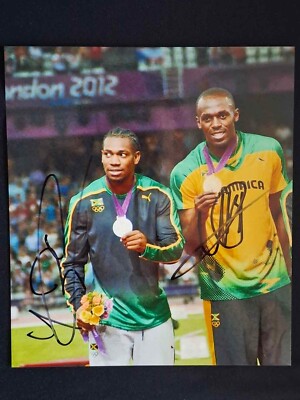 Yohan Blake + Usain Bolt - Original in-person Autogramm auf Foto