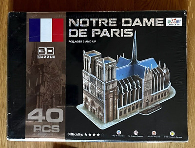 New Worlds Great Architecture NOTRE DAME de Paris 3D Puzzle 40 pc Factory Sealed
