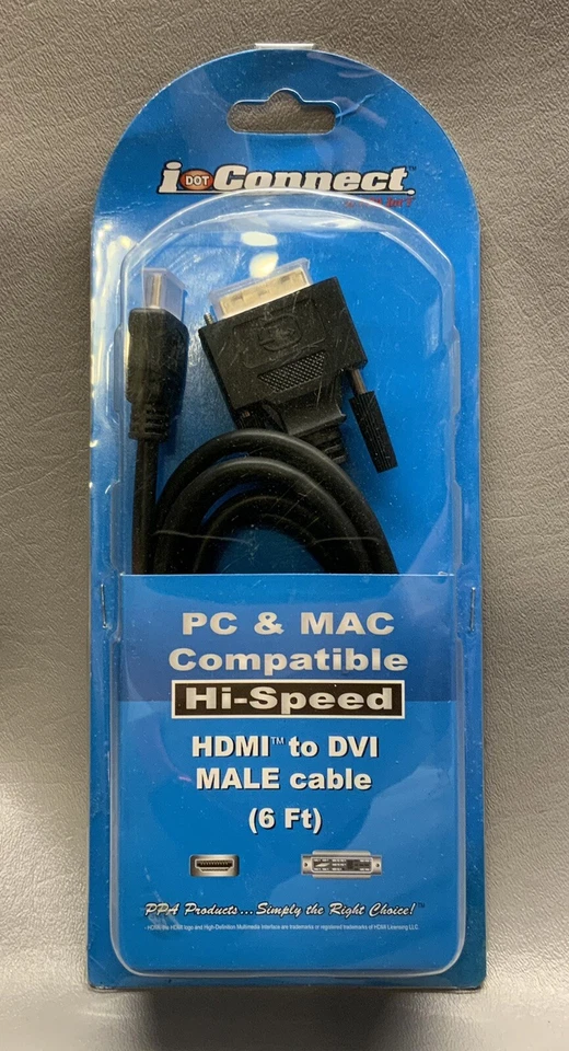 i dot Connect PC & MAC Compatible Hi-speed HDMI to DVIMale Cable 6 ft (new) - Image 2 of 4