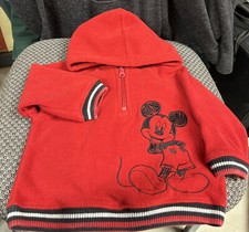Mickey Mouse Unisex 12 Month 1/4 Zip Hooded Fleece W/ Black Embroidered Mickey