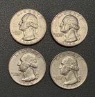 1964 Washington Quarters 90% Silver Coins (Set Of 4).        C-028