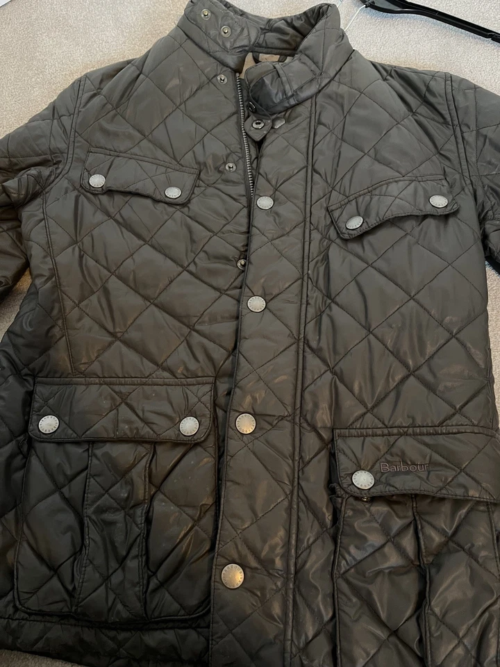 Barbour Steve Mcqueen Mulholland Lightweight Grey Biker Quilt Jacket Size Small  - Image 3 of 4