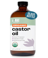 Organic Castor Oil Cold Pressed Glass Bottle, 16 Oz