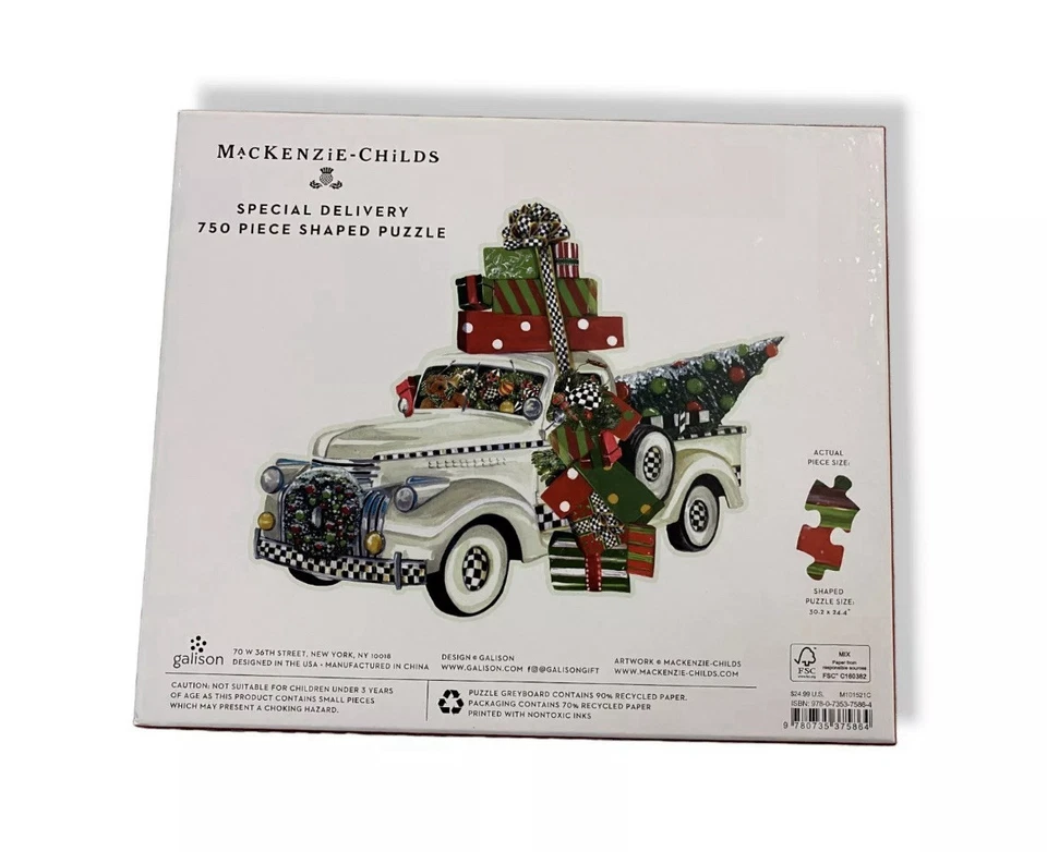 MacKenzie-Childs Entrega Especial Navidad Camión 750 Piezas Rompecabezas en Forma - NUEVO Foto 3 de 3