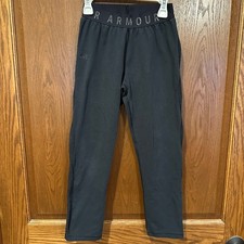 Under Armour Kids Black Athletic Base layer Pants Small UA Logo