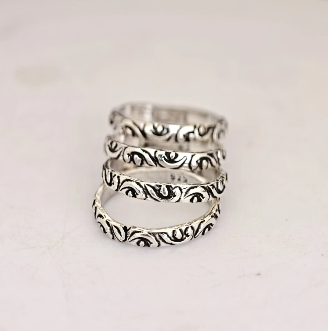 925 Sterling Silber Scrollwork Zehenring Vintage oxidiert verstellbar Boho Sc...