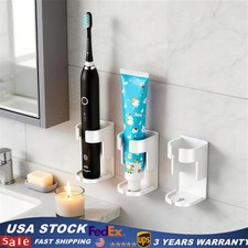 3-Piece Set of Self-Adhesive Wall-Mounted Electric Toothbrush Holders White