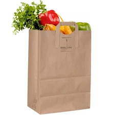 70# Large Brown Paper Bags with Handles Bulk 50 Count, 12 X 7 X 17 Inches, Blank