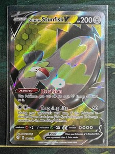 Galarian Stunfisk V - 184/189 - Pokemon Darkness Ablaze Sword Shield Full Art NM