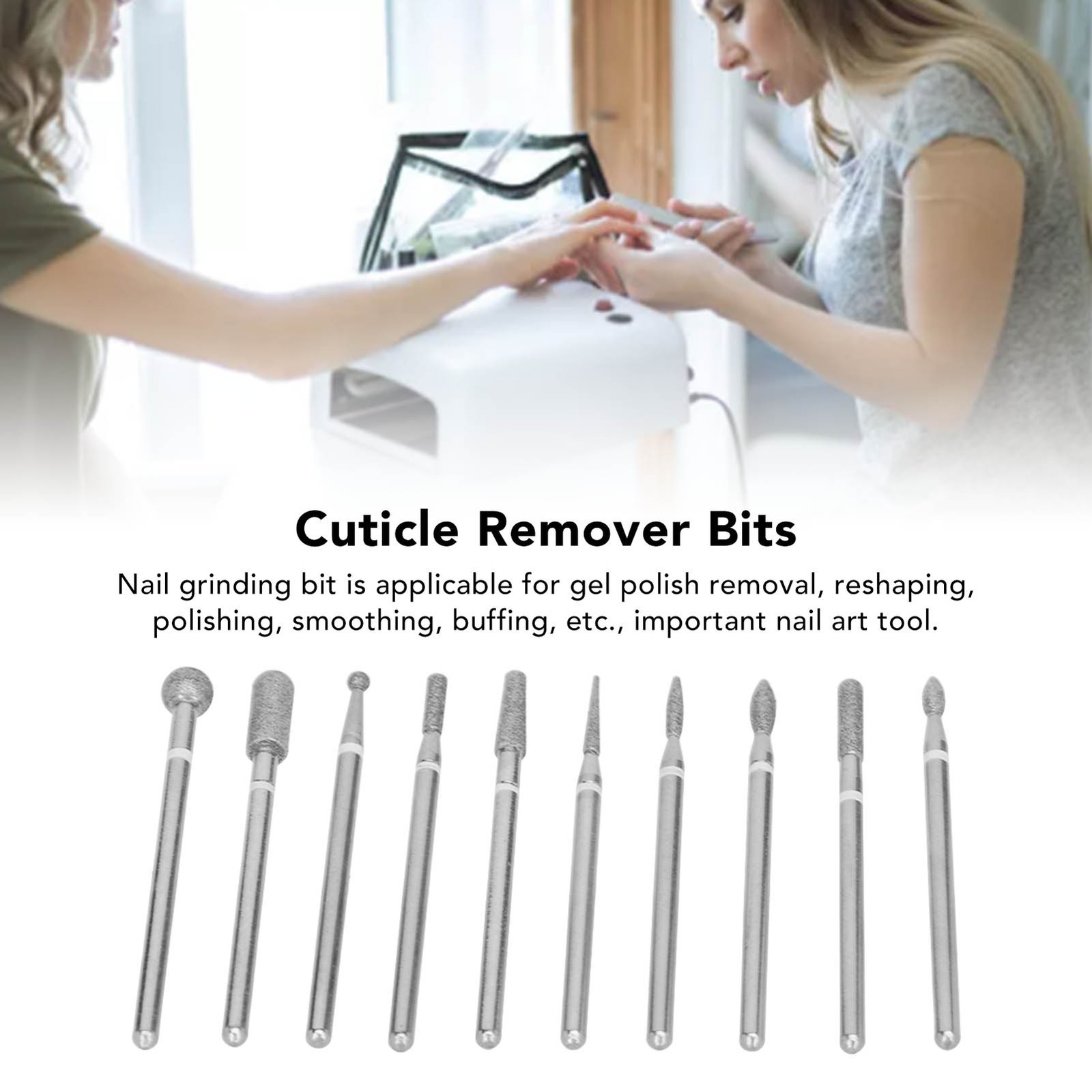 10pcs Professional Emery Nail Bits Set Home Salon Novice Cuticle Remov