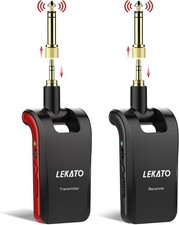 LEKATO Wireless Guitar System with Dual Jacks for Musical Instruments, 2.4GHz Re