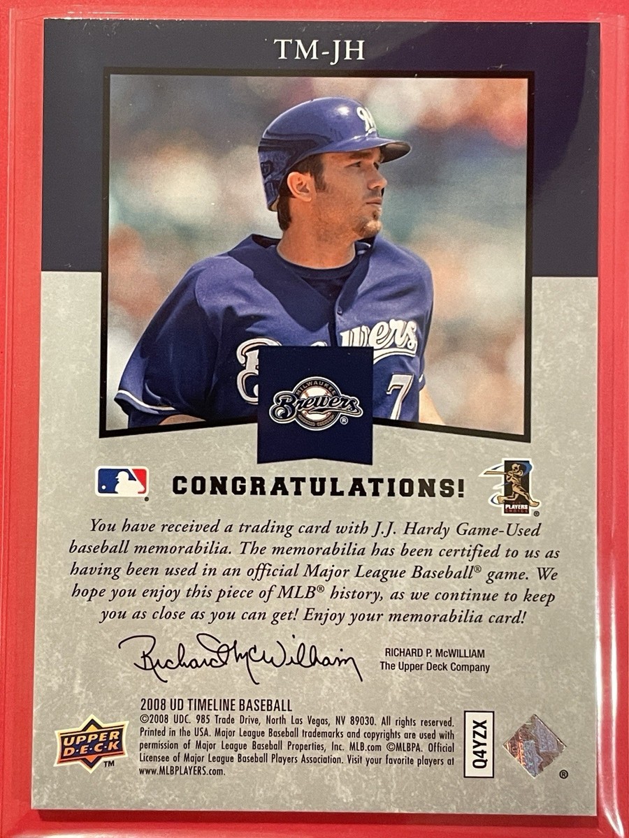 2008 Upper Deck Timeline JJ Hardy Jersey #TM-JJ Baseball Milwaukee