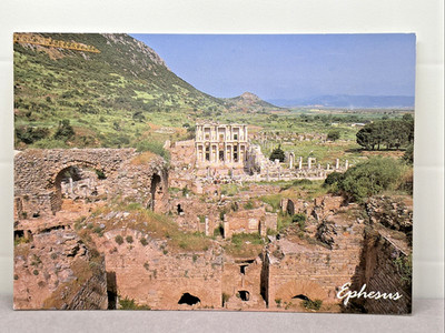 1 Postcard Library Celsus Ephesus Turkey Greek Neolithic Ruins Building Empire