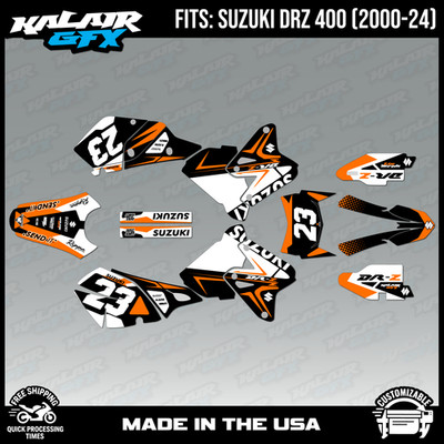 Graphics kit for Suzuki DRZ400 SM, S and E (2000-2024) Evader Orange