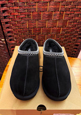 UGG Tasman Black Suede Sheepskin Lined Slip-On Slipper/Men s Size 10